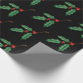 Klassiek kerst-holly inpakpapier (Hoek)