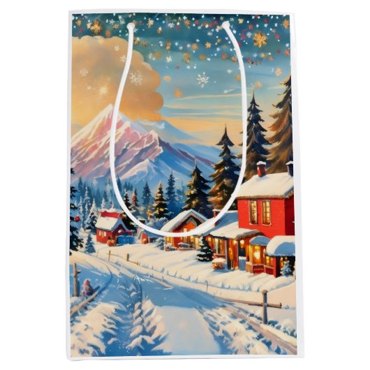 Klassiek Kerst Landschap Cadeautas (Voorkant)
