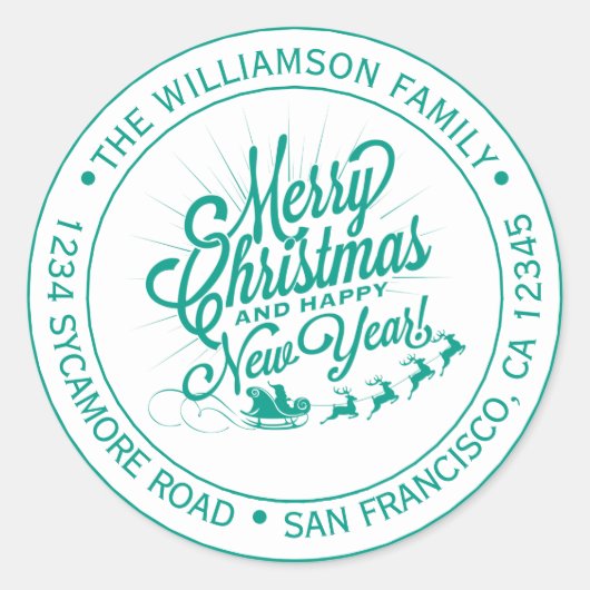 Klassiek Kerst Nieuwjaar Groen Retouradres Ronde Sticker (Voorkant)