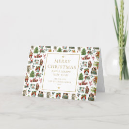 Klassiek Kerst Oud Goud Feestdagen Kaart