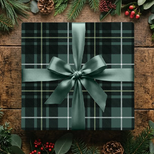 Klassiek Kerst Plaid Donkergroen Vakwerkpatroon Cadeaupapier
