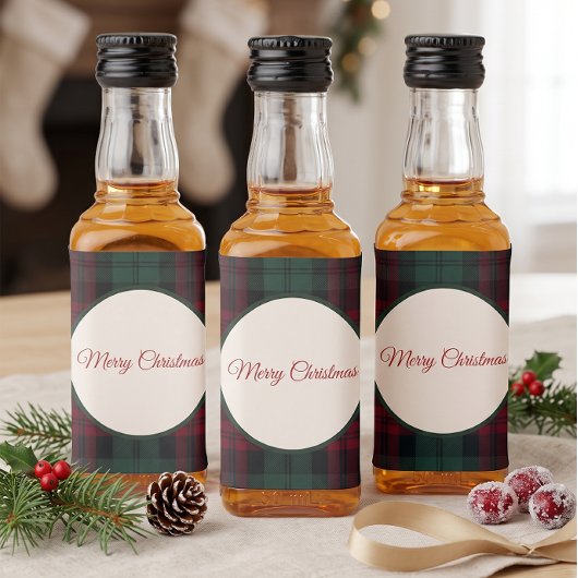 Klassiek Kerst Plaid Mini Flessen Etiket