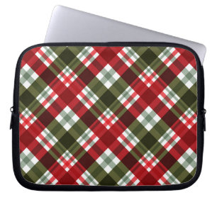 Klassiek Kerst Plaid Tartan Patroon Festive Rood Laptop Sleeve