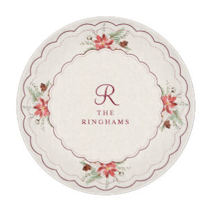 Klassiek Kerst Poinsettia Monogram Snijplank