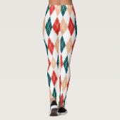 Klassiek Kerst Rood Groen Wit Diamant Patroon Leggings (Achterkant)