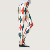 Klassiek Kerst Rood Groen Wit Diamant Patroon Leggings (Rechts)