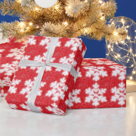 Klassiek Kerst rood wit sneeuwvlok patroon Cadeaupapier