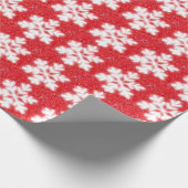 Klassiek Kerst rood wit sneeuwvlok patroon Cadeaupapier (Hoek)