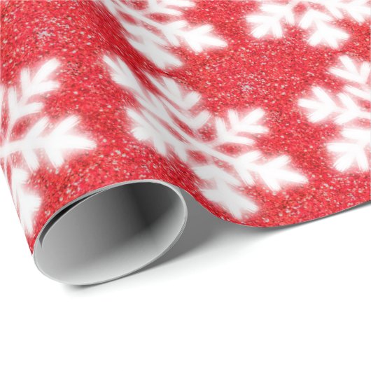 Klassiek Kerst rood wit sneeuwvlok patroon Cadeaupapier (Rol Hoek)