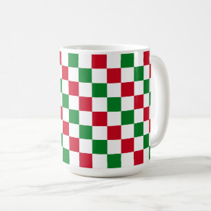 Klassiek kerst schaakbordpatroon koffiemok