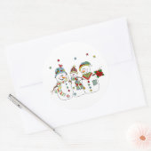 Klassiek Kerst sticker/Snowmen Ronde Sticker (Envelop)
