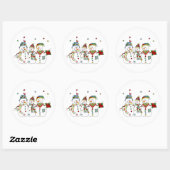 Klassiek Kerst sticker/Snowmen Ronde Sticker (Vel)
