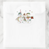 Klassiek Kerst sticker/Snowmen Ronde Sticker (Tas)