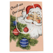 Klassiek Kerst-uitroep: Hallo! Jolly Santa Claus Medium Cadeauzakje (Voorkant)