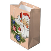 Klassiek Kerst-uitroep: Hallo! Jolly Santa Claus Medium Cadeauzakje (Achterkant Gekanteld)