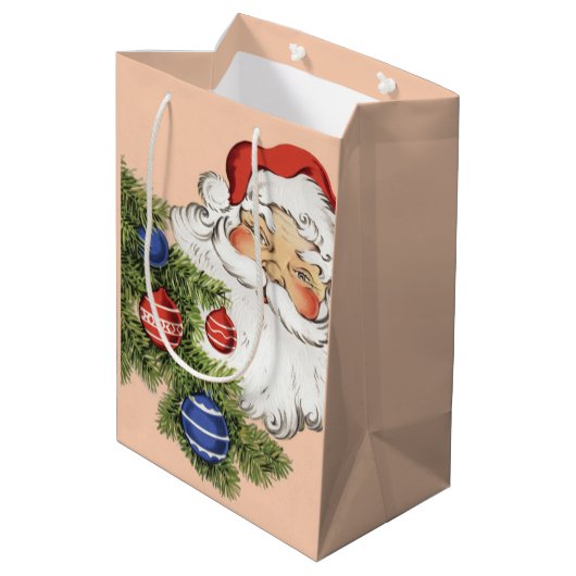 Klassiek Kerst-uitroep: Hallo! Jolly Santa Claus Medium Cadeauzakje (Achterkant Gekanteld)