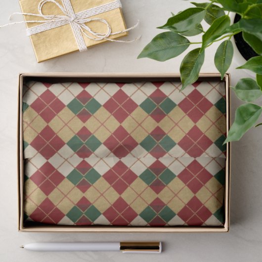 Klassiek, Kerst/winter argyle patroon Tissuepapier (Geschenk)