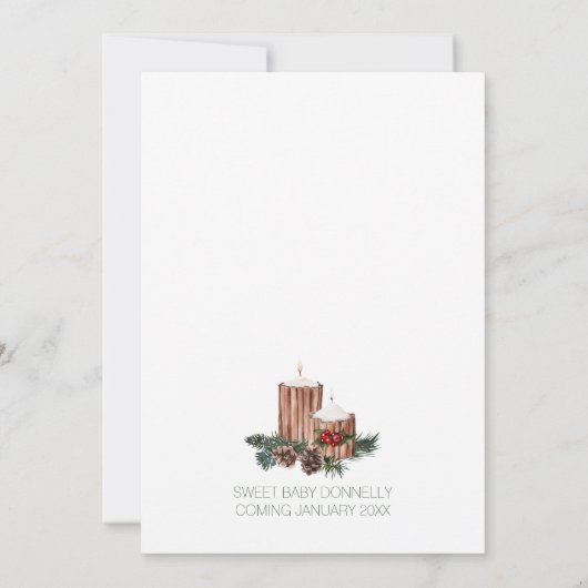 Klassiek Kerst Wit Genderneutraal Baby shower Kaart (Achterkant)