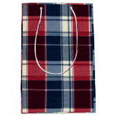 Klassiek Kerstblauw en Rood Geruit Medium Cadeauzakje (Voorkant)