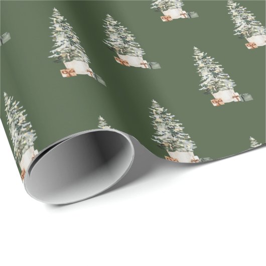 Klassiek kerstboom patroon inpakpapier (Rol Hoek)