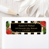 Klassiek kerstcadeau Poinsettia Floral Gold Lijst Etiket (Insitu)