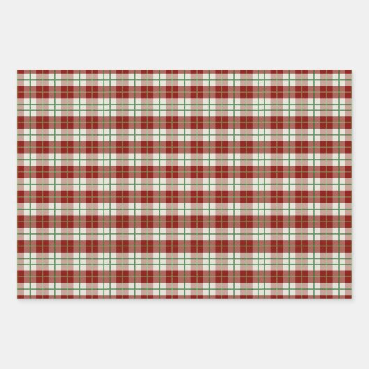  klassiek kerstcadeautje met tartan inpakpapier vel (Voorkant)