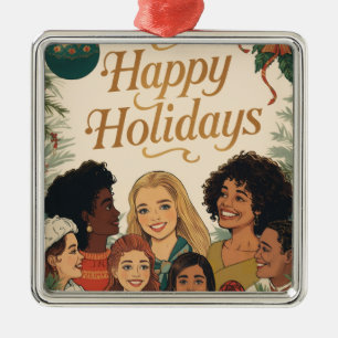 Klassiek Kerstfeest Familie Nieuwjaar Boodschap Metalen Ornament