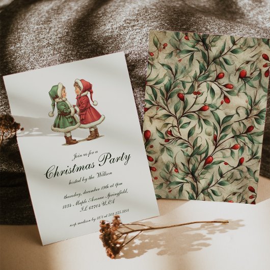 Klassiek Kerstfeest Party in Retro Stijl Kaart