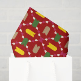 Klassiek kerstfeest rood en groen geometrisch naad tissuepapier