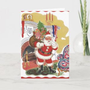 Klassiek Kerstfeest, vrolijke Kerstman met cadeaus Feestdagen Kaart