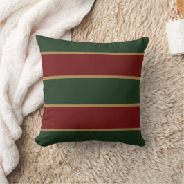 Klassiek Kerstgroen en Rood met Gouden Afwerking Kussen
