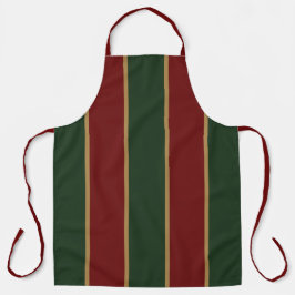 Klassiek Kerstgroen en Rood met Gouden Afwerking Schort
