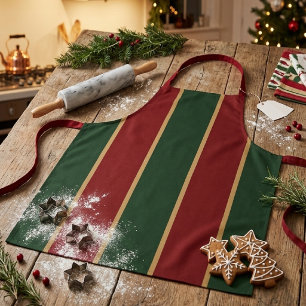 Klassiek Kerstgroen en Rood met Gouden Afwerking Schort