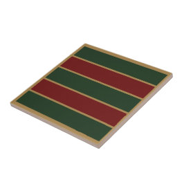 Klassiek Kerstgroen en Rood met Gouden Afwerking Tegeltje