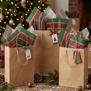 Klassiek Kerstgroen en Rood met Gouden Afwerking Tissuepapier