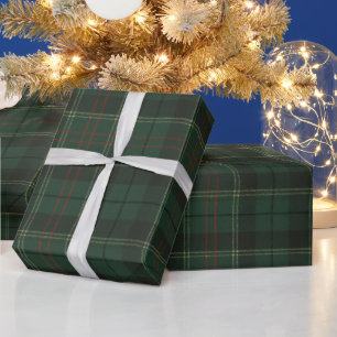 Klassiek kerstgroen geruit Kerstmis Cadeaupapier