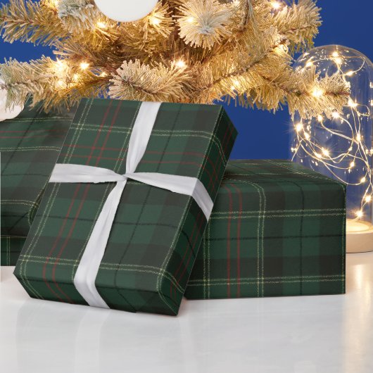 Klassiek kerstgroen geruit Kerstmis Cadeaupapier (Feestdagen)