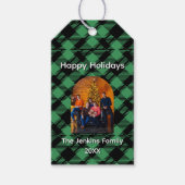 Klassiek Kerstgroen Geruit Patroon Custom Cadeaulabel (Voorkant)