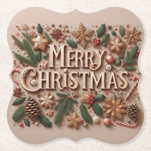 Klassiek Kerstgroen Kartonnen Onderzetters (Voorkant)