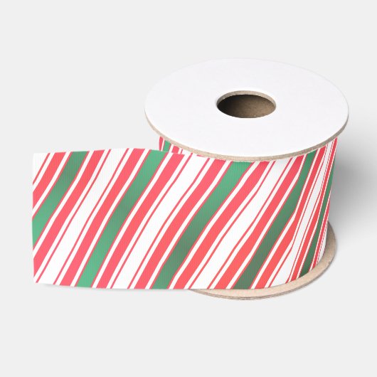 Klassiek kerstgroen rood wit gestreepte lint (Spoel)