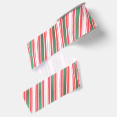 Klassiek kerstgroen rood wit gestreepte lint (Achterkant)