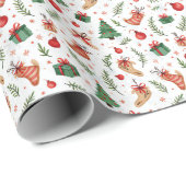 Klassiek kerstinpakpapier - Frisse witte achterkan Cadeaupapier (Rol Hoek)