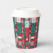 Klassiek kerstinpakpapier patroon papieren bekers (Links)