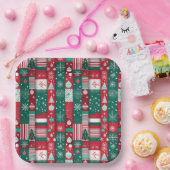 Klassiek kerstinpakpapier patroon papieren bordje (Feest)