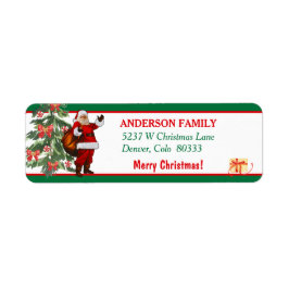 Klassiek kerstkerstboomruitadres etiket