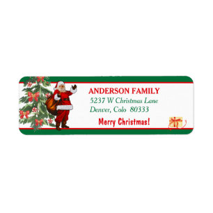 Klassiek kerstkerstboomruitadres etiket