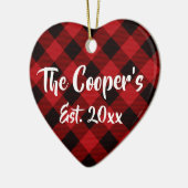 Klassiek kerstkerstontwerp rode buffel plaid keramisch ornament (Links)