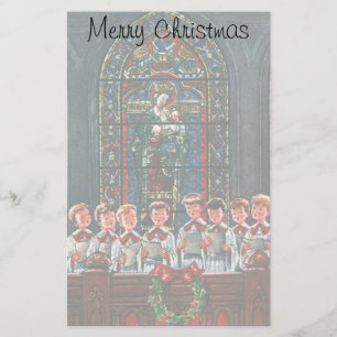 Klassiek kerstkoor van kinderen die zingen in de k briefpapier