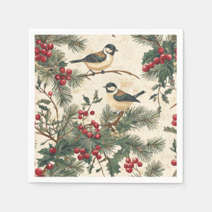 Klassiek kerstliedje Holly Christmas Cream Woodlan Servet