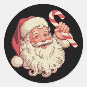 Klassiek Kerstman Kerstvadersgezicht Grappige Oude Ronde Sticker